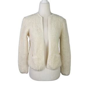 Vintage 90s Adele Joyce cream textured wool blend cardigan sweater S